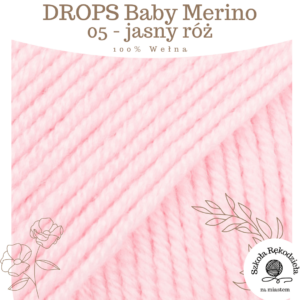 Drops Baby Merino 05, jasny róż, Szkoła Rękodzieła za Miastem