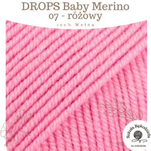 Drops Baby Merino 07, różowy, Szkoła Rękodzieła za Miastem