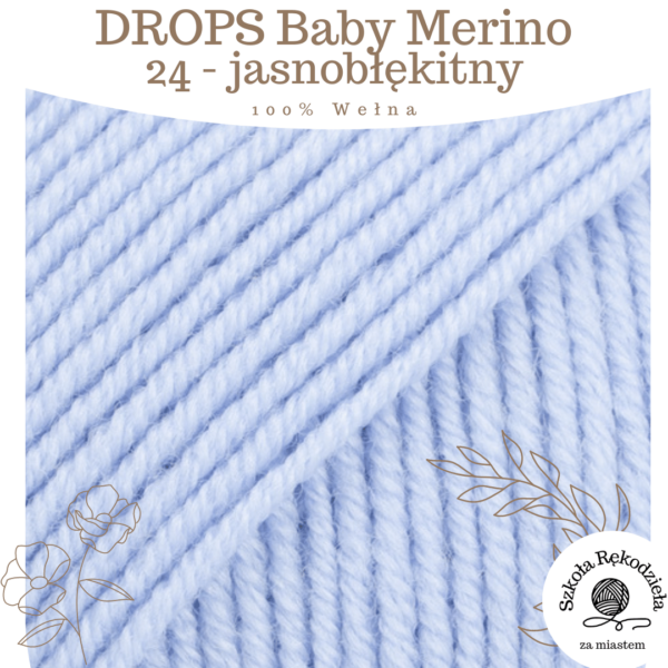 Drops Baby Merino 24, jasnobłękitny, Szkoła Rękodzieła za Miastem