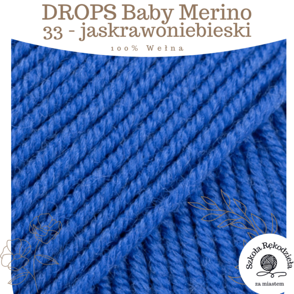 Drops Baby Merino 33, jaskrawoniebieski, Szkoła Rękodzieła za Miastem