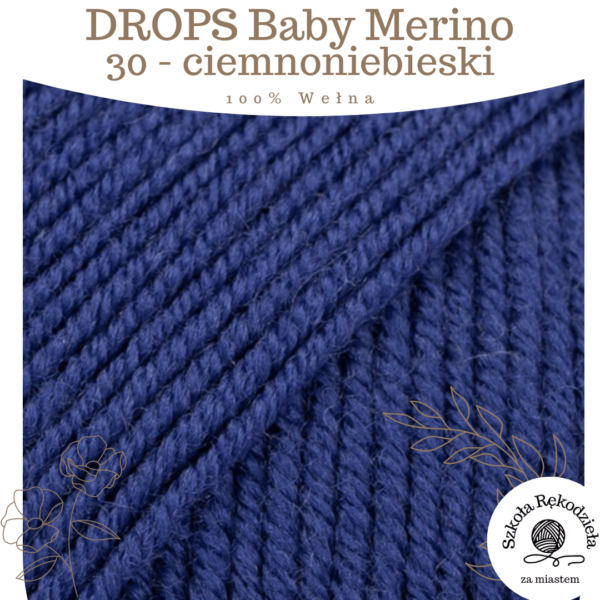 Drops Baby Merino 30, ciemnoniebieski, Szkoła Rękodzieła za Miastem