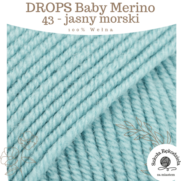 Drops Baby Merino 43, jasny morski, Szkoła Rękodzieła za Miastem