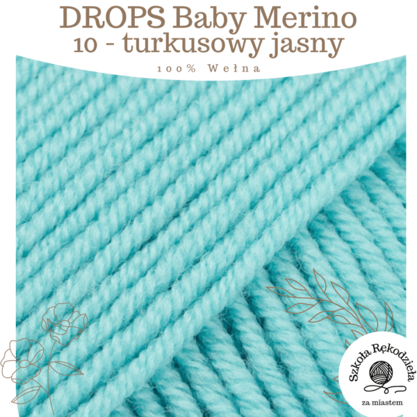 Drops Baby Merino 10, turkusowy jasny, Szkoła Rękodzieła za Miastem