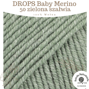 Drops Baby Merino 50, zielona szałwia, Szkoła Rękodzieła za Miastem