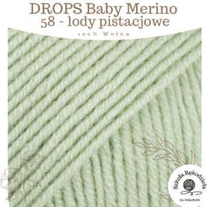 Drops Baby Merino 58, lody pistacjowe, Szkoła Rękodzieła za Miastem