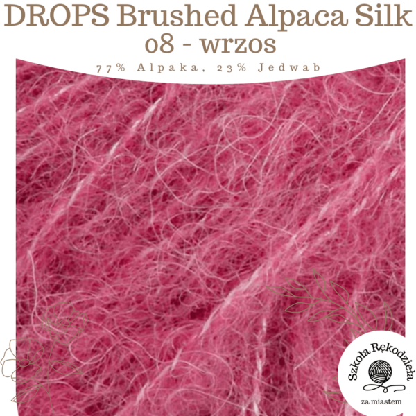 Drops Brushed Alpaca Silk, 08, wrzos, Szkoła Rękodzieła za Miastem