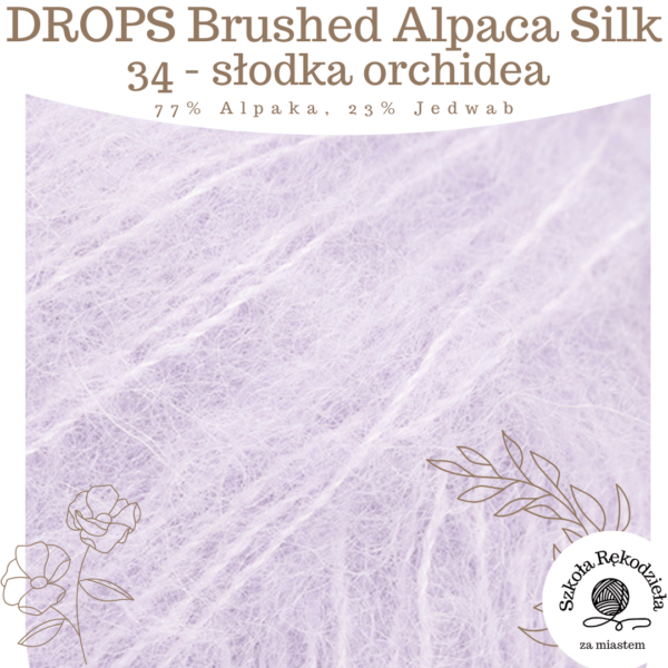 Drops Brushed Alpaca Silk, 34, słodka orchidea, Szkoła Rękodzieła za Miastem