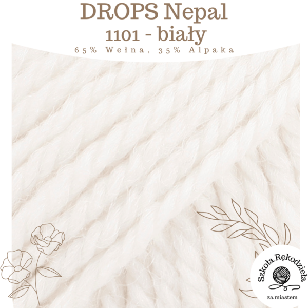 Drops Nepal, 1101 biały, Szkoła Rękodzieła za Miastem