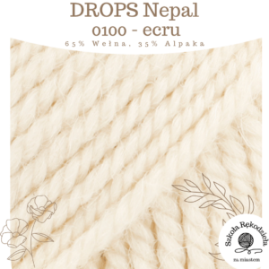 Drops Nepal, 0100, ecru, Szkoła Rękodzieła za Miastem