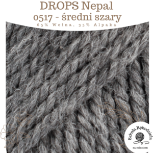 Drops Nepal, 0517, średni szary, Szkoła Rękodzieła za Miastem