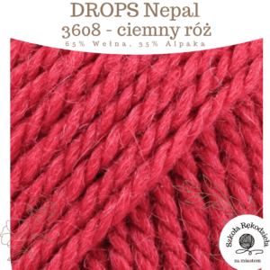 Drops Nepal, 3608, ciemny róż, Szkoła Rękodzieła za Miastem