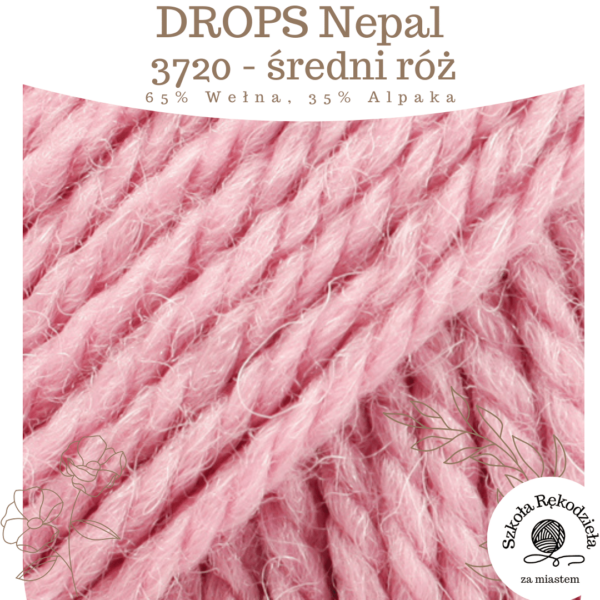 Drops Nepal, 3720, średni róż, Szkoła Rękodzieła za Miastem