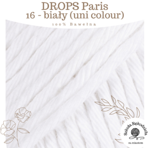 Drops Paris, uni colour 16, biały, Szkoła Rękodzieła za Miastem