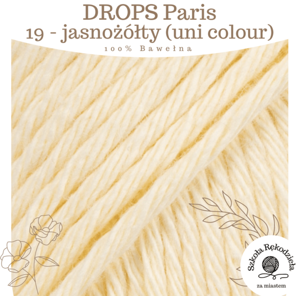 Drops Paris, uni colour 19, jasnożółty, Szkoła Rękodzieła za Miastem