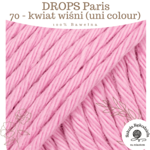 Drops Paris, uni colour 70, kwiat wiśni, Szkoła Rękodzieła za Miastem