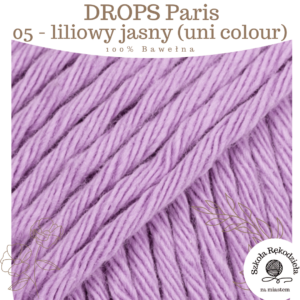 Drops Paris, uni colour 05, liliowy jasny, Szkoła Rękodzieła za Miastem