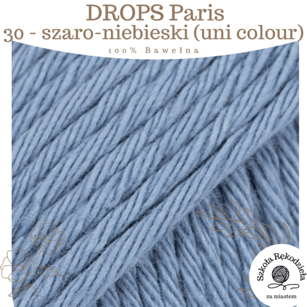 Drops Paris, uni colour 30, szaro-niebieski, Szkoła Rękodzieła za Miastem