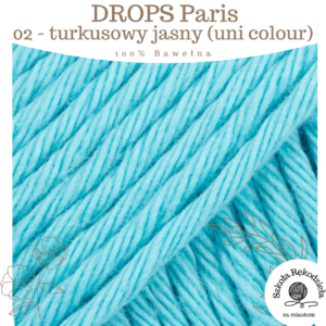 Drops Paris, uni colour 02, turkusowy jasny, Szkoła Rękodzieła za Miastem