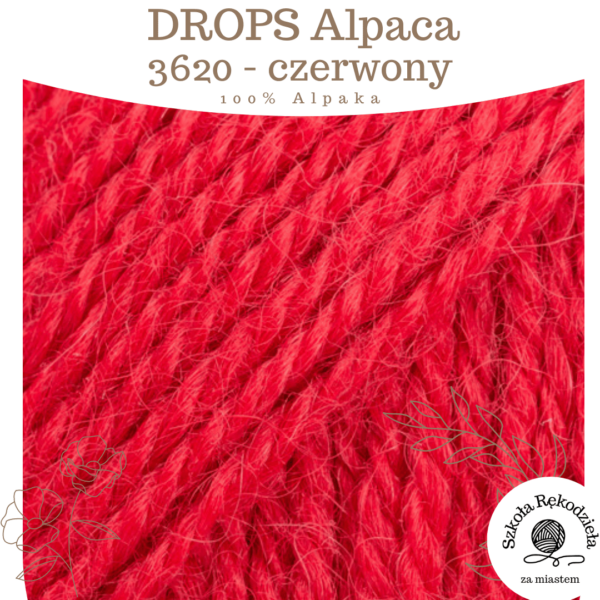 Drops Alpaca 3620, czerwony, Szkoła Rękodzieła za Miastem