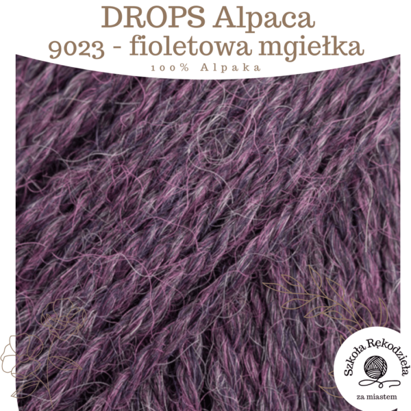 Drops Alpaca 9023, fioletowa mgiełka, Szkoła Rękodzieła za Miastem
