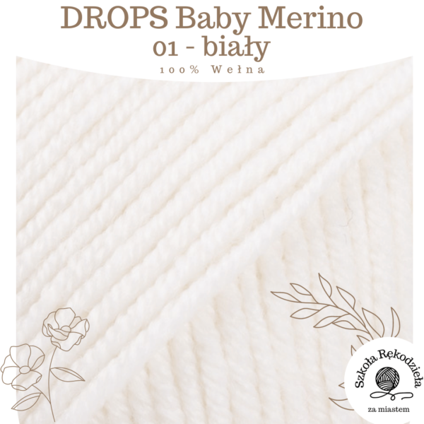 Drops Baby Merino 01 biały, Szkoła Rękodzieła za Miastem