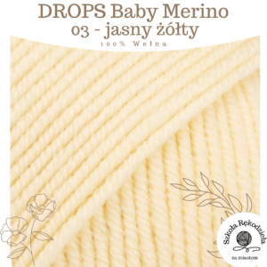 Drops Baby Merino 03, jasny żółty, Szkoła Rękodzieła za Miastem