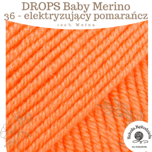 Drops Baby Merino 36, elektryzujący pomarańcz, Szkoła Rękodzieła za Miastem